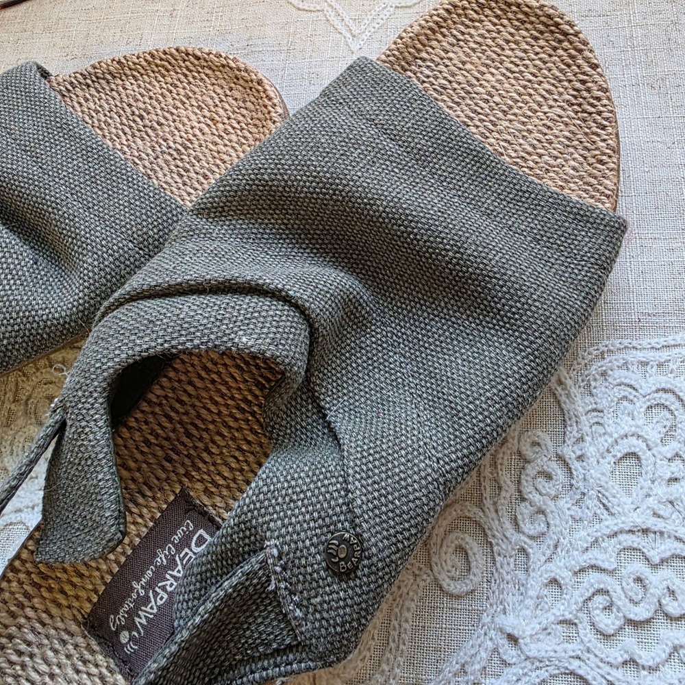 Bearpaw Duran Sandals Size 7 Olive Green Canvas‎ Jute Slingback 2210W-DURAN - Picture 8 of 8